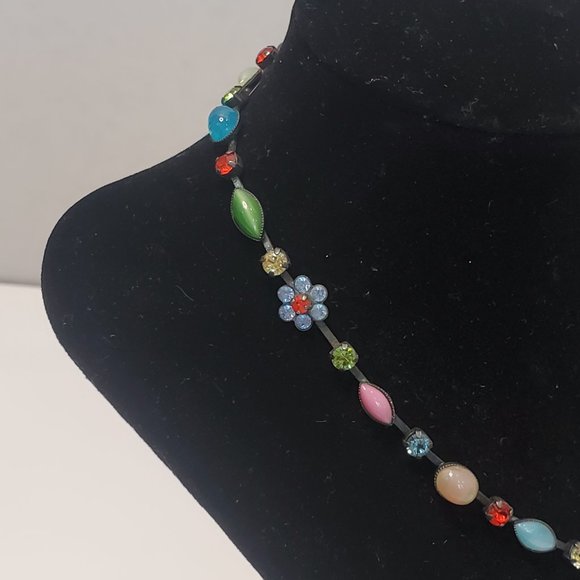 Atlantis Berline Germany Vintage Gemstone Flower Necklace - Picture 9 of 11